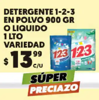 Merco Detergente 1-2-3 En Polvo 900 Gr O Liquido 1 Lto Variedad oferta