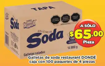 Galletas De Soda Restaurant Dondé Caja Con 100 Paquetes De 4 Piezas