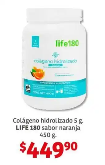 Soriana Híper Colágeno hidrolizado 5 g. LIFE 180 sabor naranja 450 g. oferta