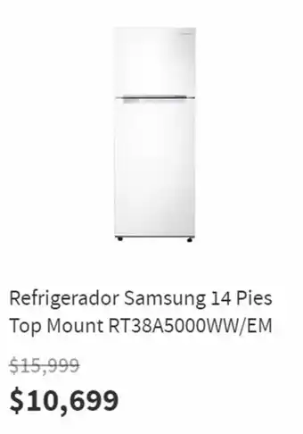 Refrigerador Samsung 14 Pies Top Mount RT38A5000WW/EM