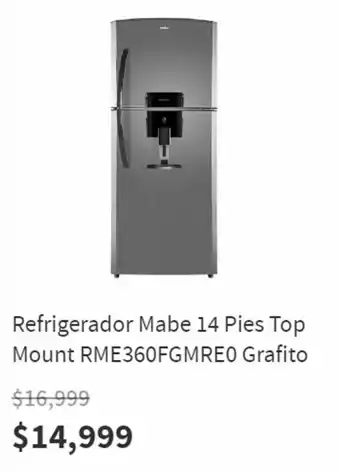 Elektra Refrigerador Mabe 14 Pies Top Mount RME360FGMREO Grafito oferta