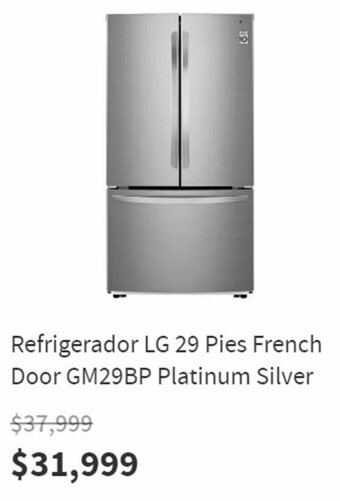 Refrigerador LG 29 Pies French Door GM29BP Platinum Silver