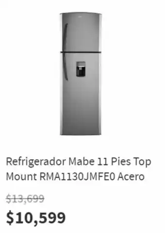 Elektra Refrigerador Mabe 11 Pies Top Mount RMA1130JMFE0 Acero oferta