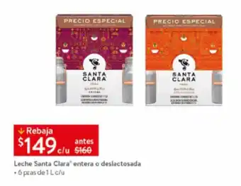 Walmart Leche Santa Clara entera o deslactosada .6 pzas de 1Lc/u oferta