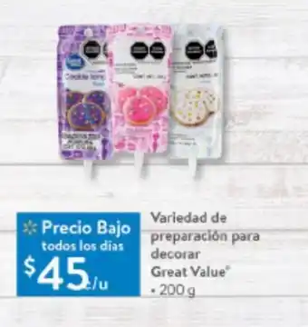 Walmart Variedad de preparación para decorar Great Value • 200 g oferta