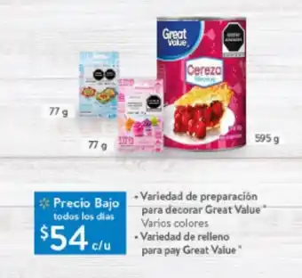 Walmart • Variedad de preparación para decorar Great Value Varios colores oferta