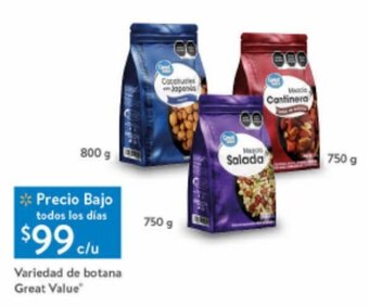 Walmart Variedad de botana Great Value oferta