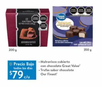 - Malvavisco cubierto con chocolate Great Value - Trufas sabor chocolate Our Finest