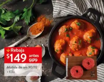 Walmart Molida de res 90/10 •Kilo oferta