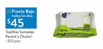 Walmart Toallitas humedas Parent's Choice 100 pzas oferta