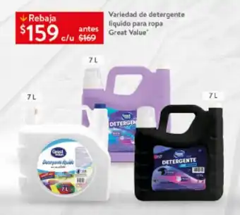 Walmart Variedad de detergente liquido para ropa Great Value 7 L oferta