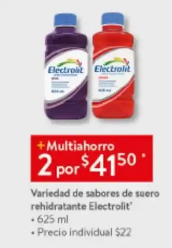 Walmart Variedad de sabores de suero rehidratante Electrolit 2 x 625 ml oferta
