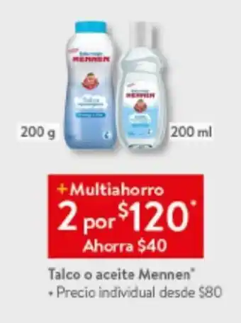 Walmart Talco o aceite Mennen 2 x 200 g / 200 ml oferta