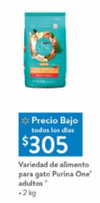 Walmart Variedad de alimento para gato Purina One adultos 2 kg oferta