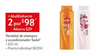 Walmart Variedad de shampoo y acondicionador Sedal • 2 x 620 ml oferta