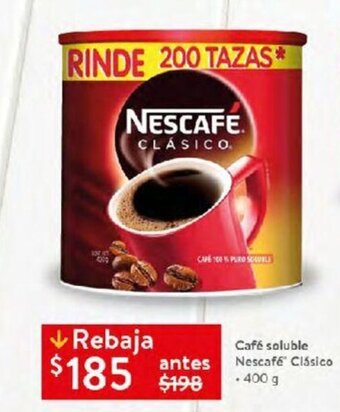 Walmart Café soluble Nescafe Clásico 400 g oferta