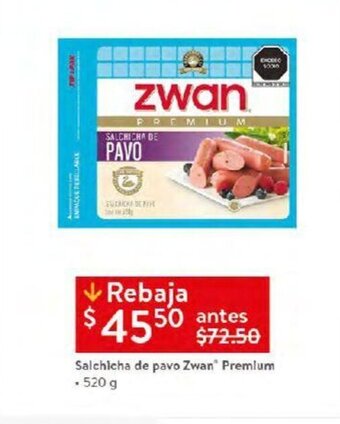 Walmart Salchicha de pavo Zwan Premium - 520 g oferta