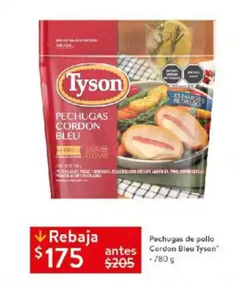 Walmart Pechugas de pollo antes Cordon Bleu Tyson® 780 g oferta