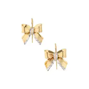 Nacional Monte de Piedad Aretes diseño especial motivo moño en oro amarillo 14 kilates. oferta