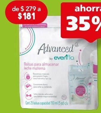 Evenflo advanced bolsa leche 5oz c/25pzs