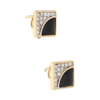 Nacional Monte de Piedad Aretes diseño especial con sintéticos en oro amarillo 14 kilates. oferta
