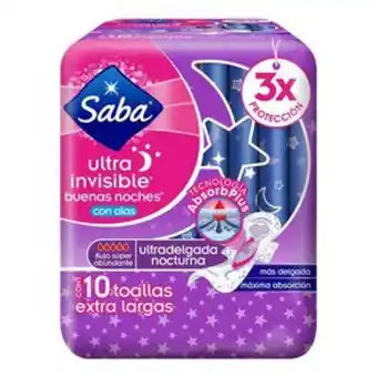 Farmacias YZA Toalla saba ultra delgada 10 unidades oferta