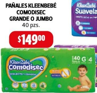 Farmacias Guadalajara PAÑALES KLEENBEBÉ COMODISEC GRANDE O JUMBO 40 pzs. oferta