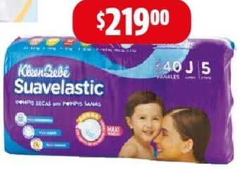 Farmacias Guadalajara PAÑALES KLEENBEBÉ SUAVELASTIC JUMBO 40 pzs. oferta
