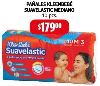 Farmacias Guadalajara PAÑALES KLEENBEBÉ SUAVELASTIC MEDIANO 40 pzs. oferta