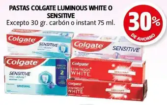 Farmacias Guadalajara PASTAS COLGATE LUMINOUS WHITE O SENSITIVE Excepto 30 gr. carbón o instant 75 ml. oferta