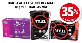 Farmacias Guadalajara TOALLA AFFECTIVE LIBERTY MAXI 10 pzs. 0 TOALLAS MIA oferta