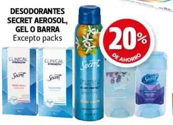 Farmacias Guadalajara DESODORANTES SECRET AEROSOL, GEL O BARRA Excepto packs oferta