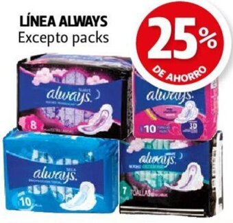 Farmacias Guadalajara LÍNEA ALWAYS Excepto packs oferta
