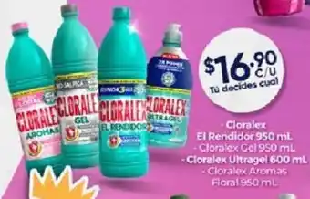 Farmacias Guadalajara Cloralex El Rendidor 950 mL - Cloralex Gel 950 mL -Cloralex Ultragel 600 mL - Cloralex Aromas Floral 950 mL oferta