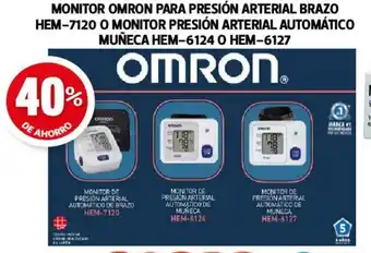 MONITOR OMRON PARA PRESIÓN ARTERIAL BRAZO HEM-7120 O MONITOR PRESIÓN ARTERIAL AUTOMÁTICO MUÑECA HEM-6124 O HEM-6127