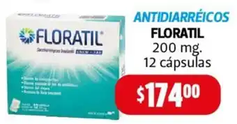 ANTIDIARRÉICOS FLORATIL 200 mg. 12 cápsulas