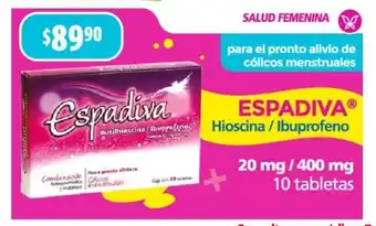 Farmacias Guadalajara ESPADIVAⓇ Hioscina / Ibuprofeno 20mg/400mg10 tabletas oferta