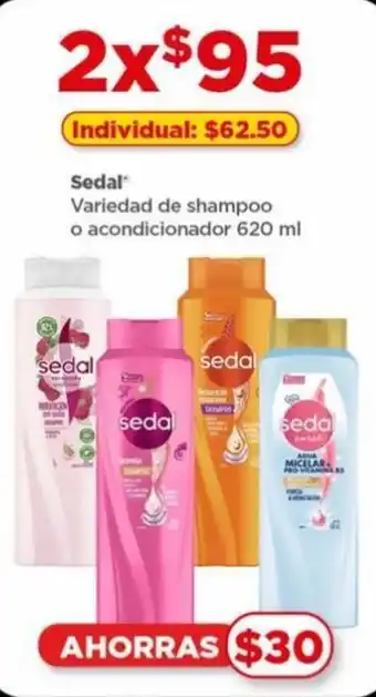 Bodega Aurrerá Sedal Variedad de shampoo o acondicionador 620 ml oferta