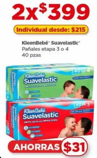 Bodega Aurrerá KleenBebé Suavelastic Pañales etapa 3 o04 40 pzas oferta