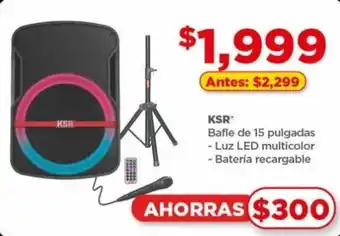 Bodega Aurrerá KSR Bafle de 15 pulgadas - Luz LED multicolor - Batería recargable oferta