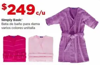 Bodega Aurrerá Simply Basic Bata de baño para dama varios colores unitalla oferta