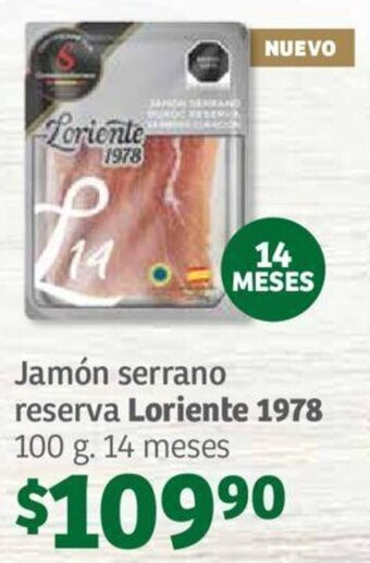 Soriana Híper Jamón serrano reserva Loriente 1978 100 g. 14 meses oferta