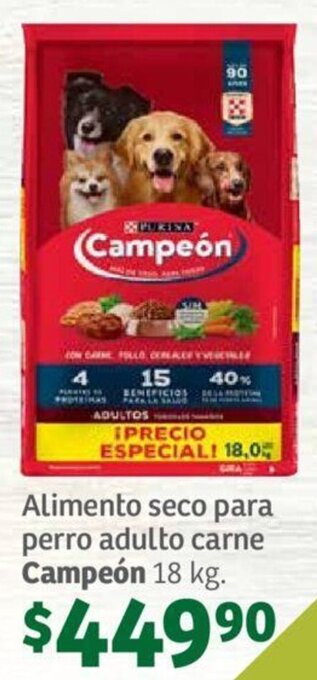Soriana Híper Alimento seco para perro adulto carne Campeón 18 kg. oferta