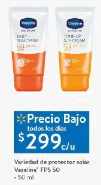 Variedad de protector solar Vaseline FPS 50 . 50 ml