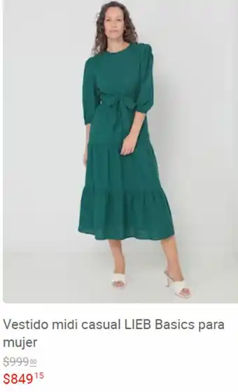 Liverpool Vestido midi casual LIEB Basics para mujer oferta
