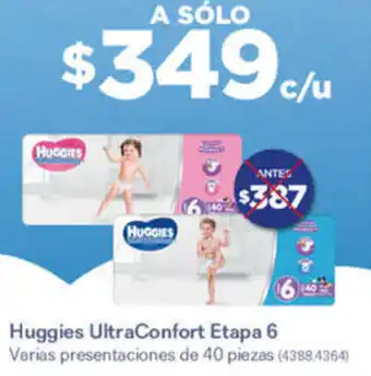 Farmacias del Ahorro Huggies UltraConfort Etapa 6 Varias presentaciones de 40 piezas oferta
