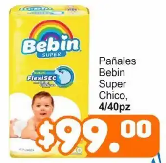 Pañales Bebin Super Chico, 4/40pz