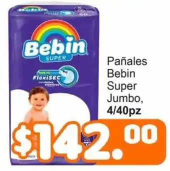 Pañales Bebin Super Jumbo, 4/40pz