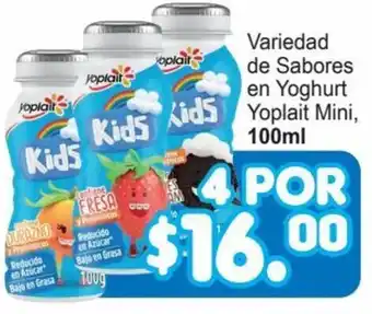 Variedad de Sabores en Yoghurt Yoplait Mini, 100ml