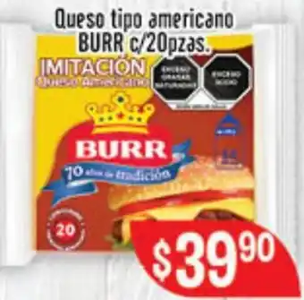 El Florido Queso tipo americano BURR c/20pzas. oferta
